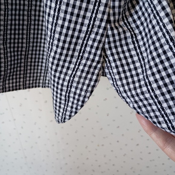 EUC Talbots Size 3X Tunic Top Blouse Black & White Check Trim Detail 100% Cotton - Picture 6 of 11